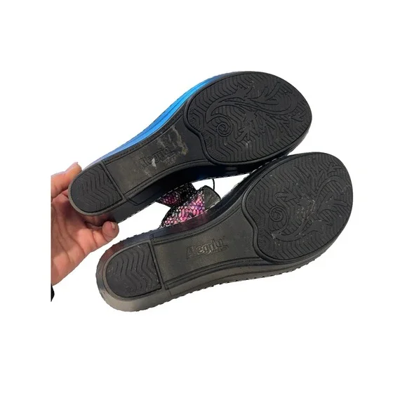 Alegria Women's Sandals 38 US‎ 8 Purple Black Wedge Comfort Adjustable Straps - Picture 7 of 9